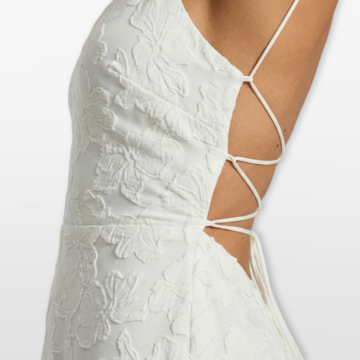 Robe Longue Dos Nu Dentelle Coupe Évasée Femme