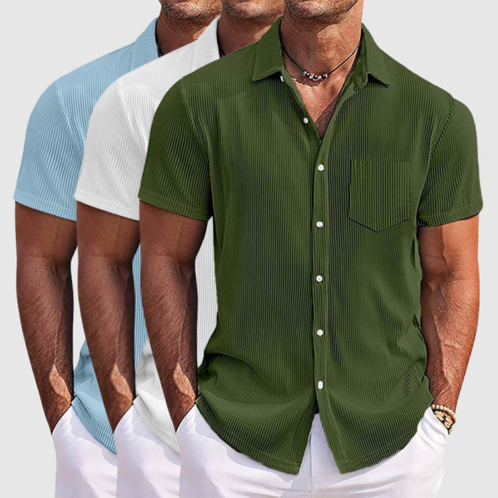 Chemise Homme Côtelée Manches Courtes