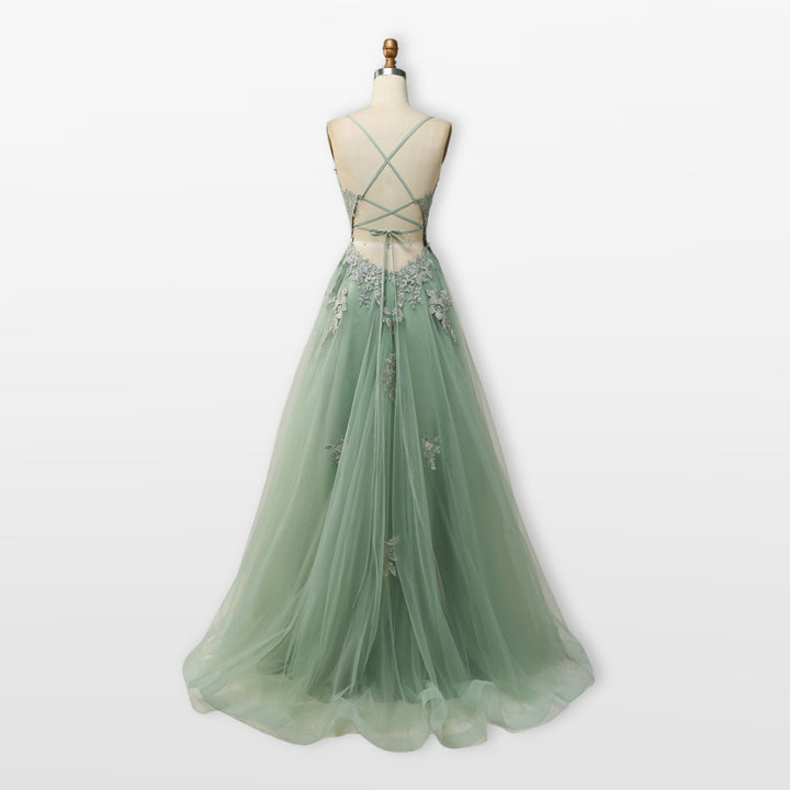 Robe Soirée Tulle Dentelle Dos Nu Femme