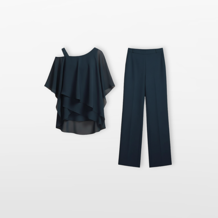 Ensemble Femme Élégant Asymétrique Pantalon Large