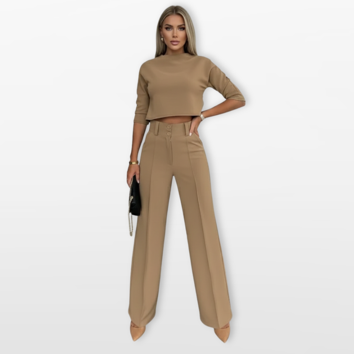 Ensemble Femme Deux Pièces Top et Pantalon Élégant
