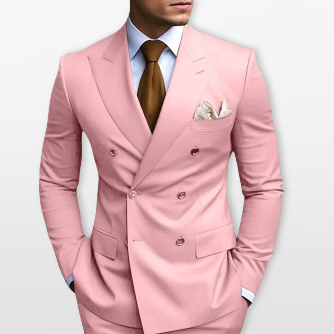 Costume Croisé Ajusté Élégant Homme