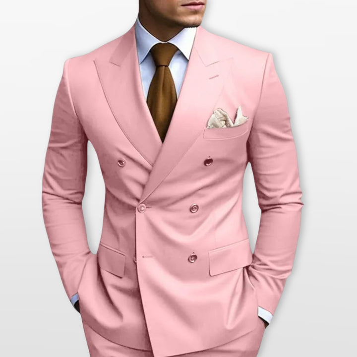Costume Croisé Ajusté Élégant Homme