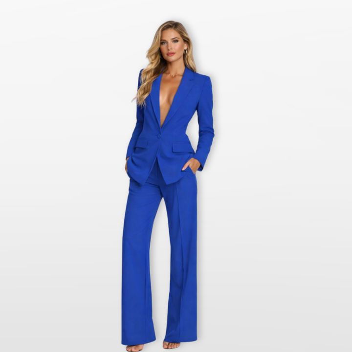 Tailleur Femme Veste Et Pantalon Large Ajusté