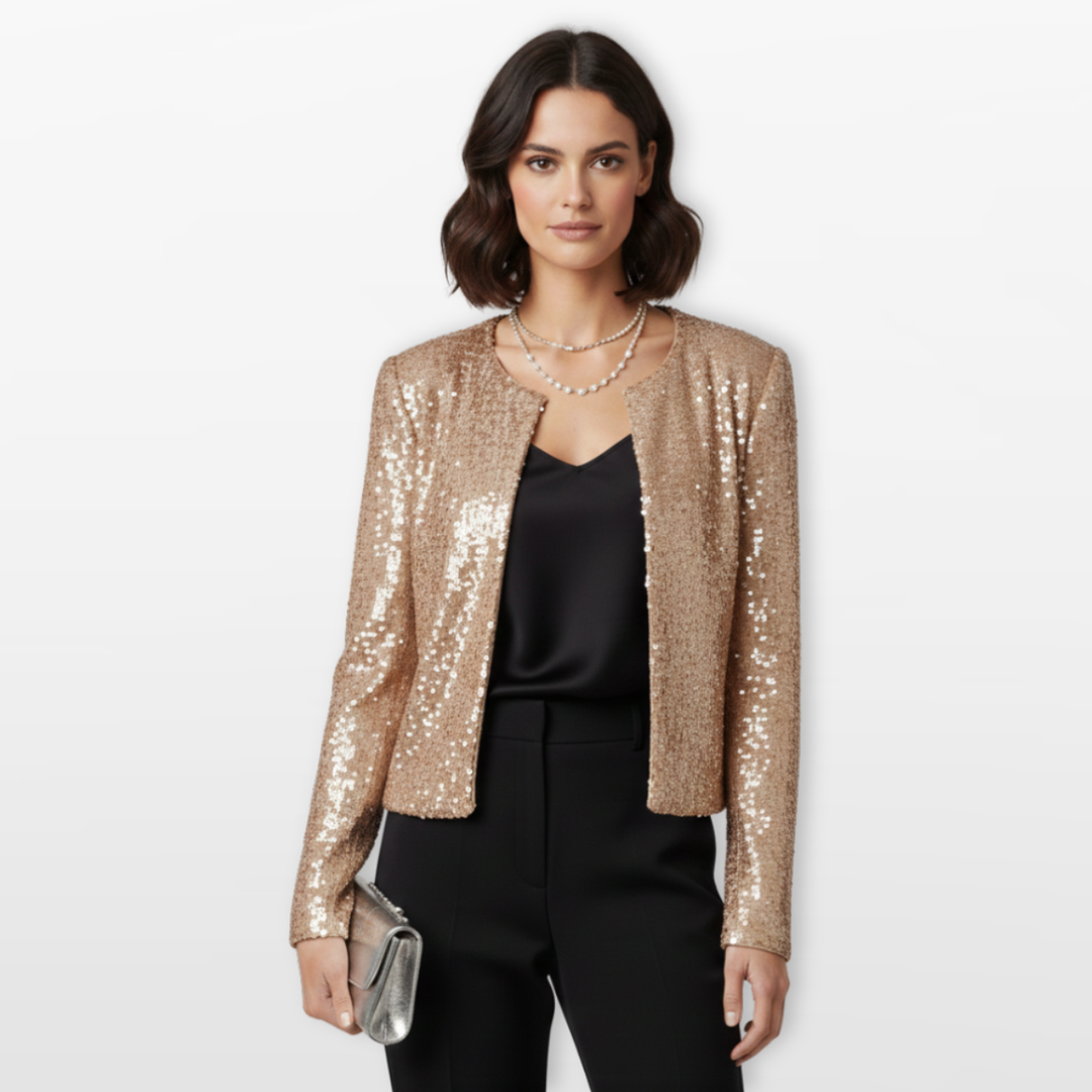 Veste Femme Sequins Courte Élégante Soirée