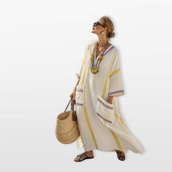 Robe Longue Rayée Bohème Femme