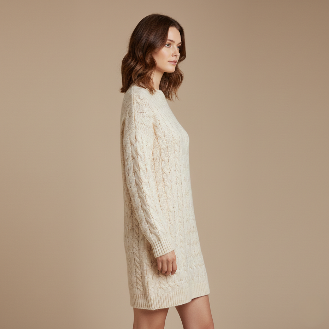 Élise - Robe Pull en Maille Torsadée