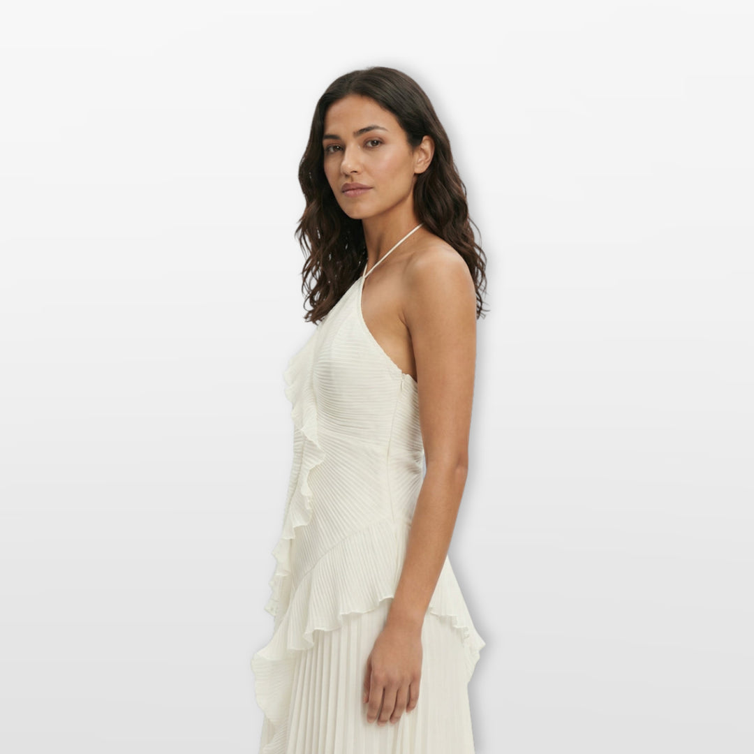 Robe Soirée Plissée Volants Asymétrique Femme