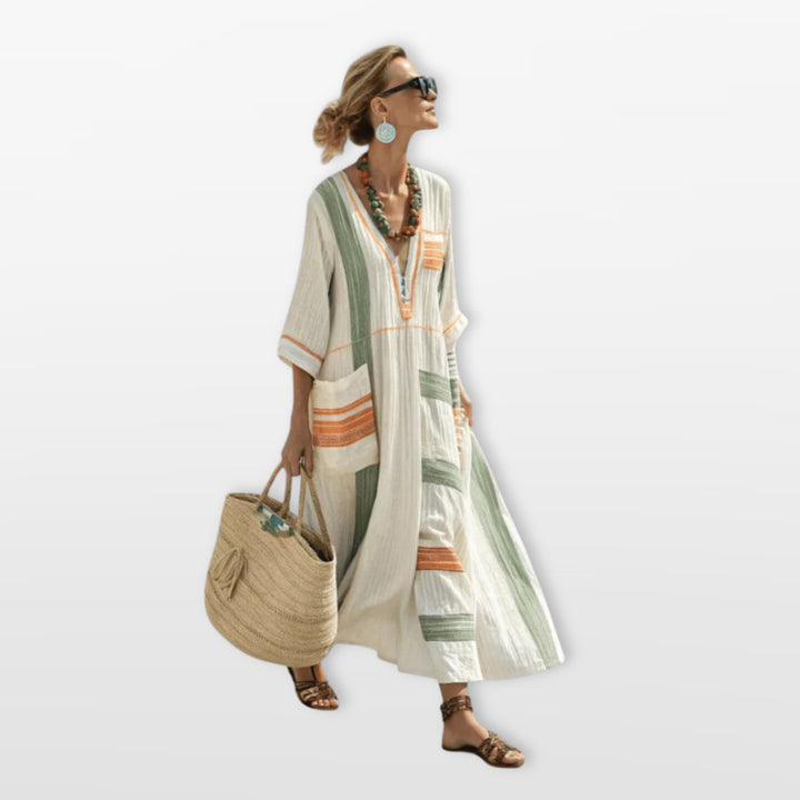 Robe Longue Rayée Bohème Femme