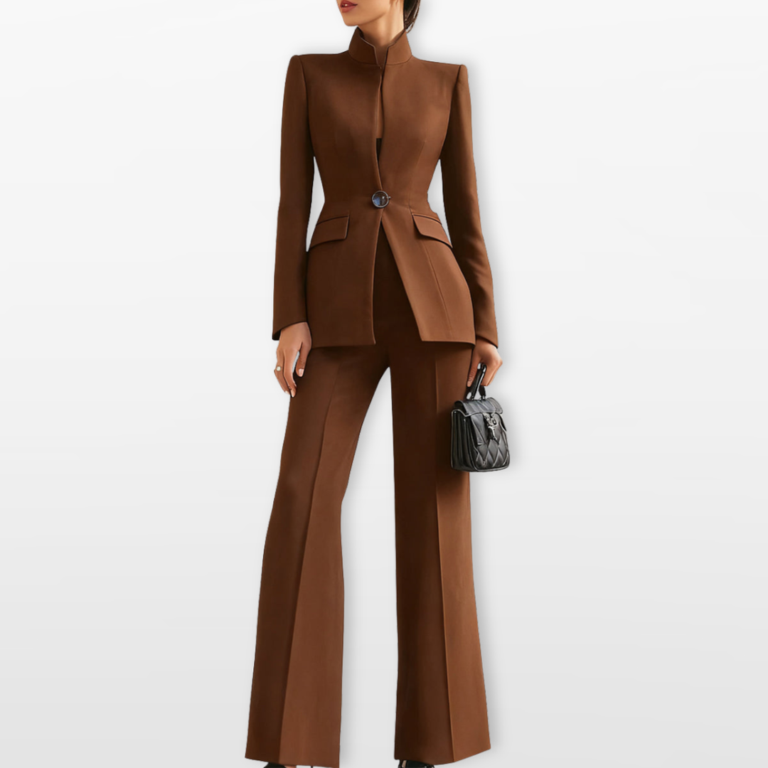 Ensemble Blazer Ajusté Pantalon Large Femme