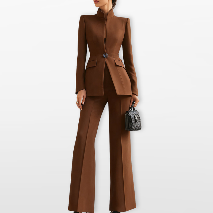 Ensemble Blazer Ajusté Pantalon Large Femme