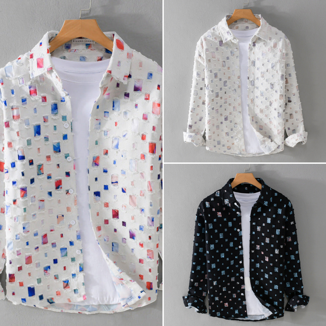 Chemise Homme Casual Motif Moderne Boutonnée