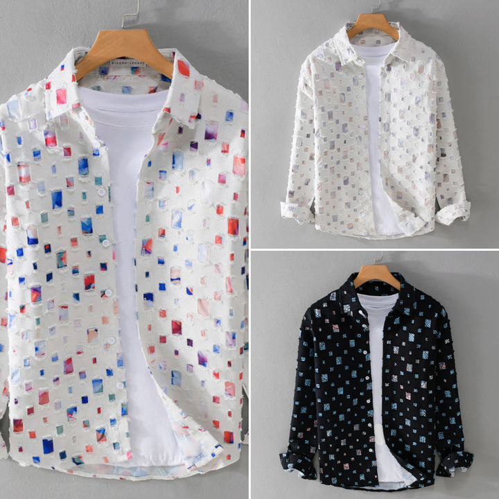 Chemise Homme Casual Motif Moderne Boutonnée