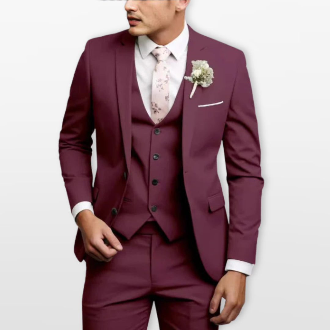 Costume Trois Pièces Ajusté Élégant Homme