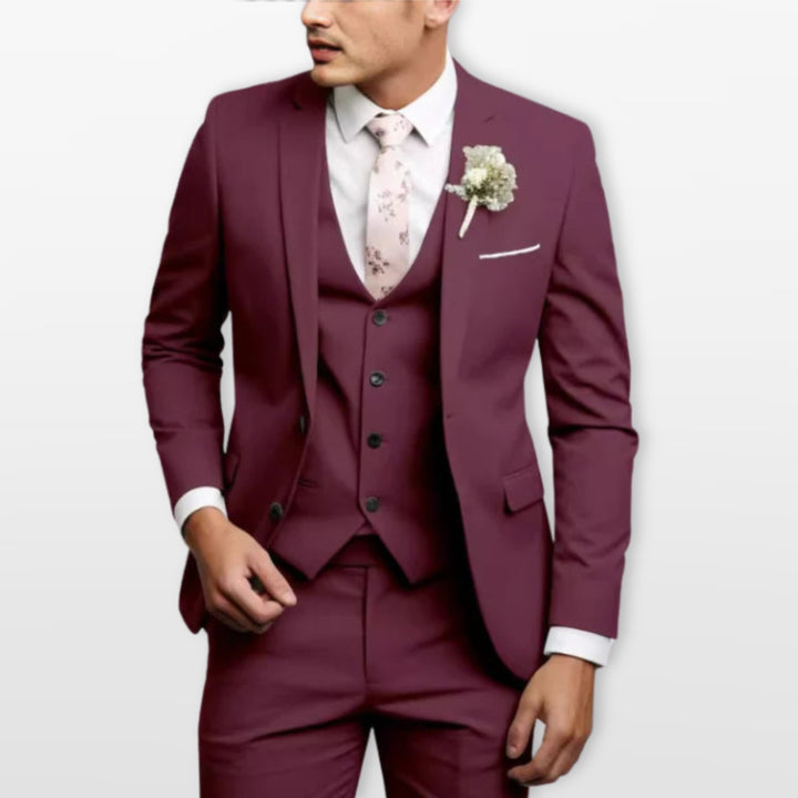 Costume Trois Pièces Ajusté Élégant Homme