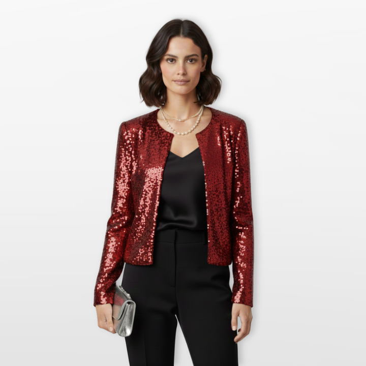 Veste Femme Sequins Courte Élégante Soirée