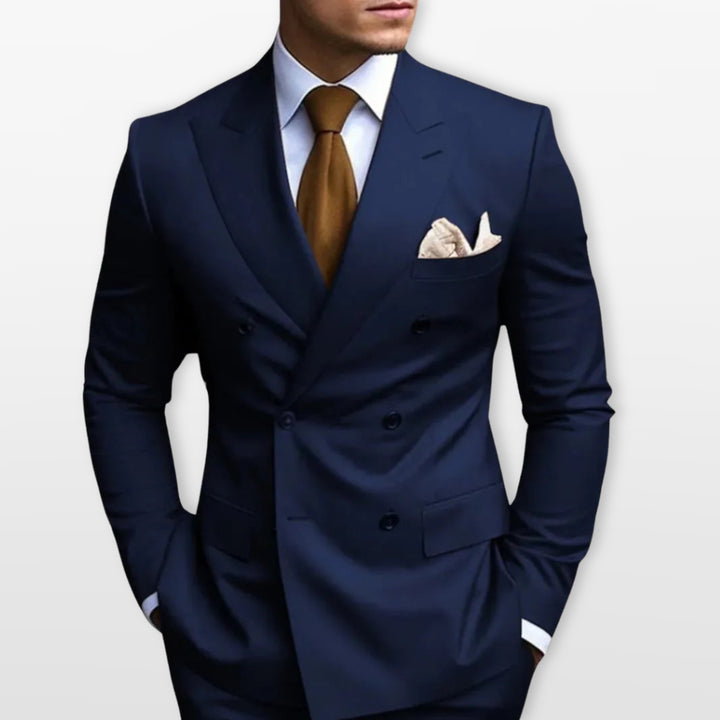 Costume Croisé Ajusté Élégant Homme