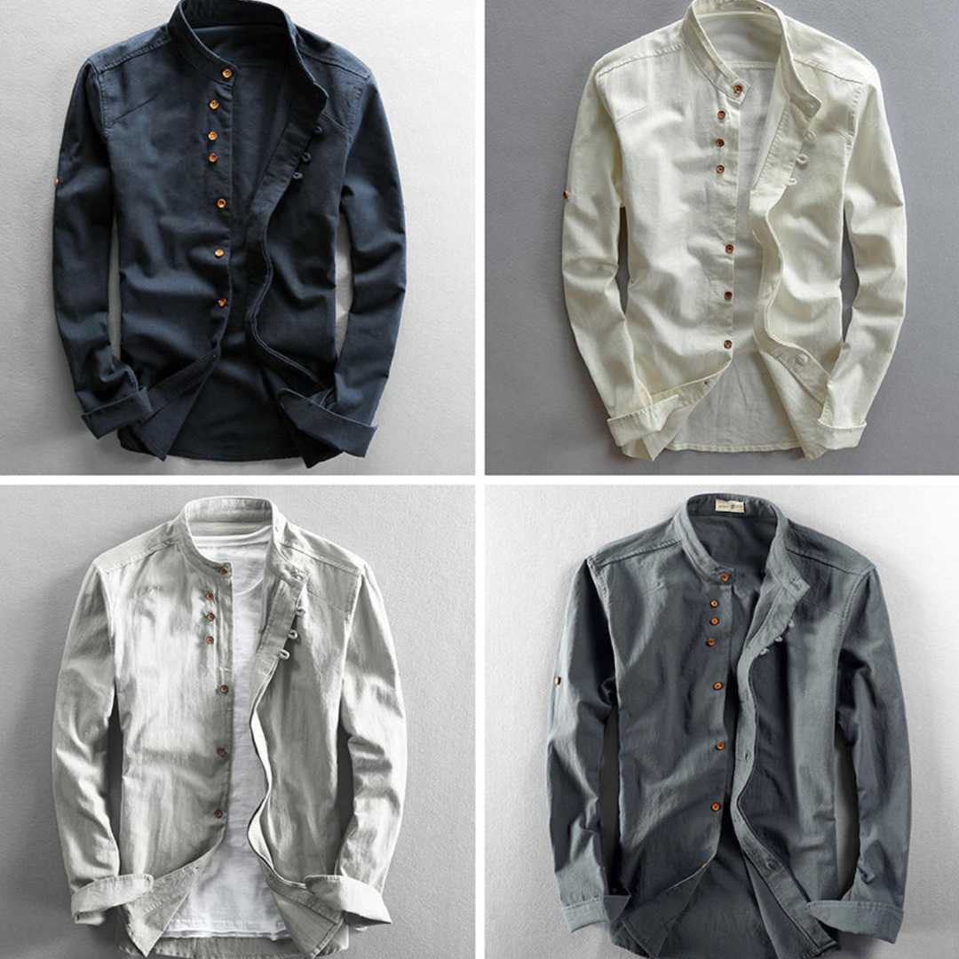 Chemise Homme Col Mao Boutonnée Moderne