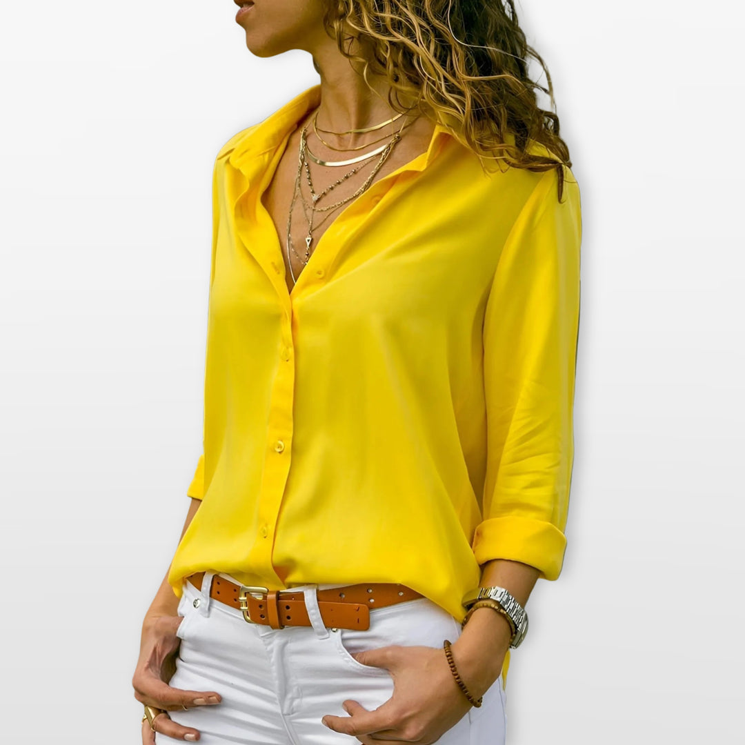 Chemisier Boutonné Col V Coupe Fluide Femme