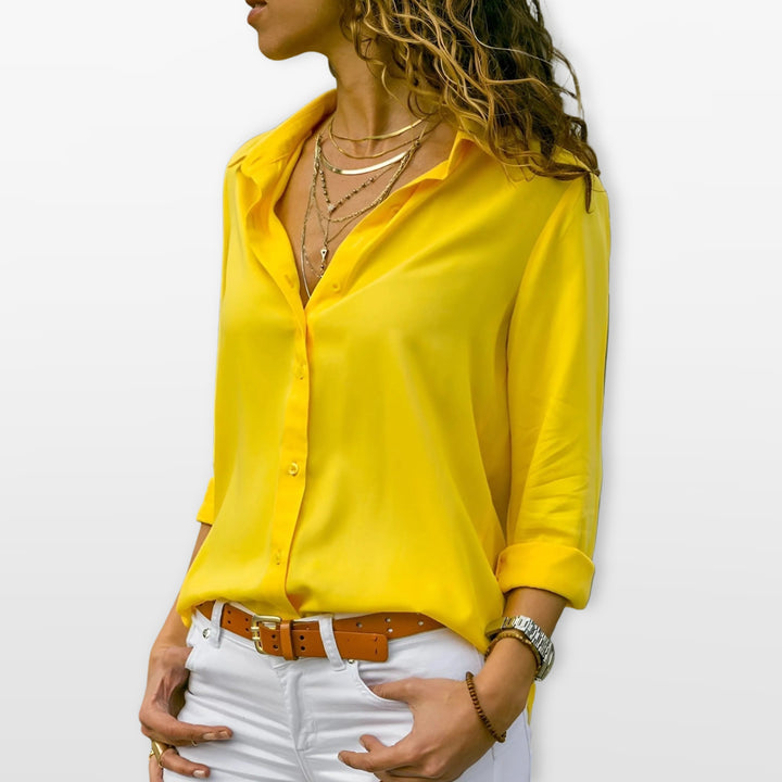 Chemisier Boutonné Col V Coupe Fluide Femme