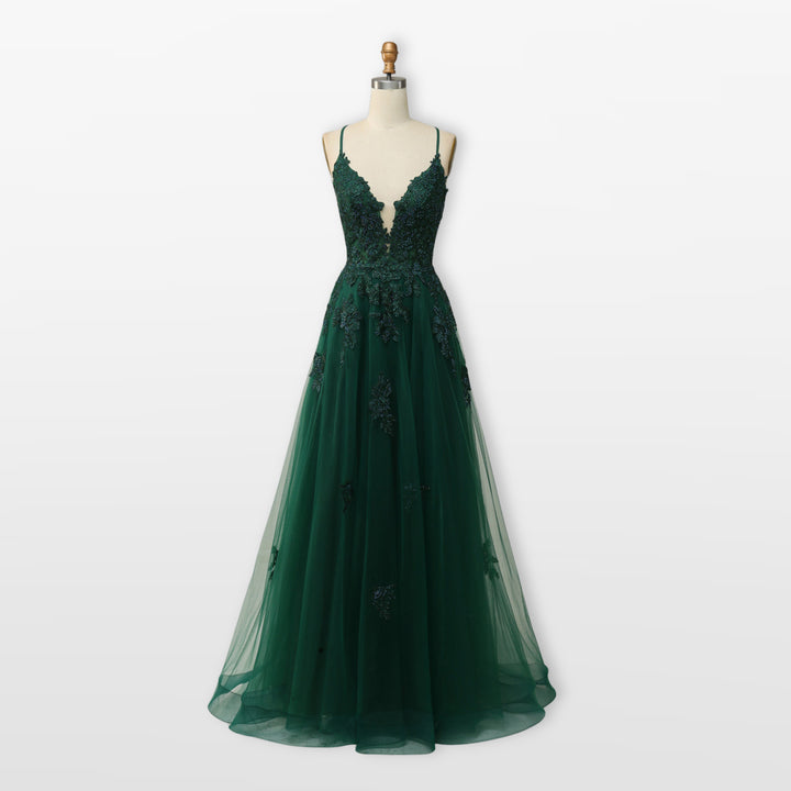 Robe Soirée Tulle Dentelle Dos Nu Femme