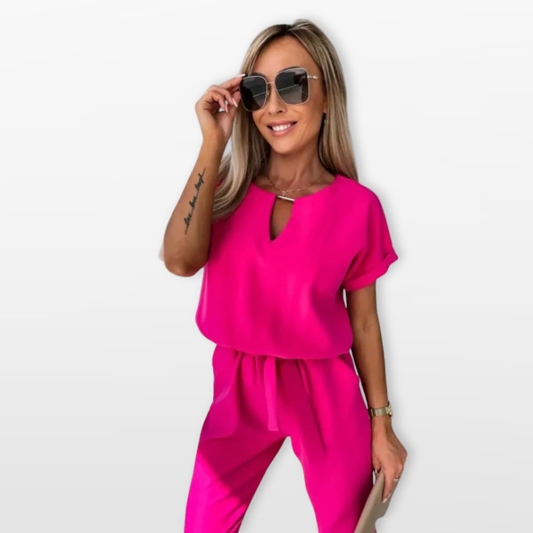 Combinaison Femme Col V Taille Nouée Chic