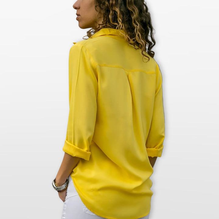 Chemisier Boutonné Col V Coupe Fluide Femme