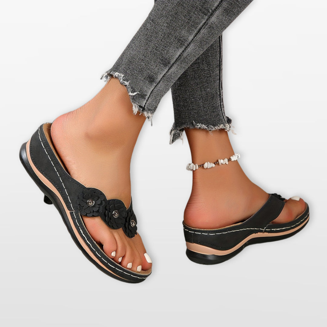 Sandales Compensées Entre Doigt Femme