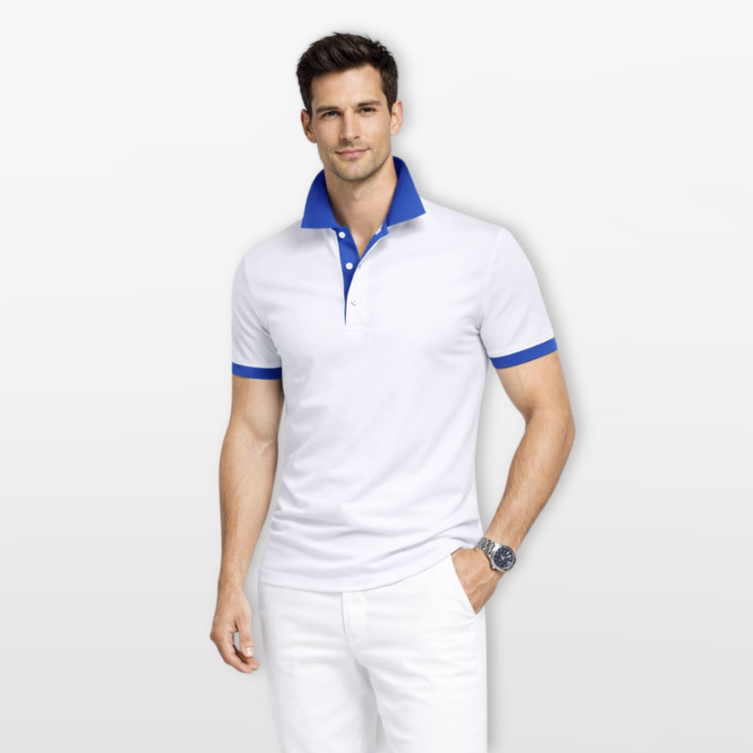 Polo Homme Coupe Ajustée Col Contrasté Élégant