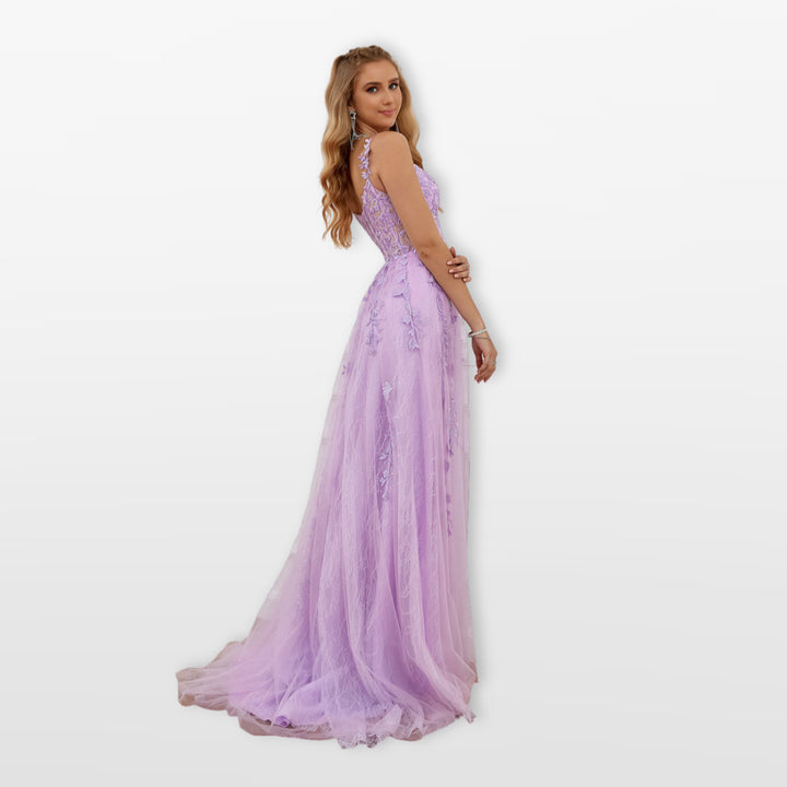 Robe Soirée Tulle Dentelle Bustier Fente Femme