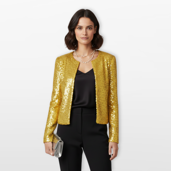 Veste Femme Sequins Courte Élégante Soirée