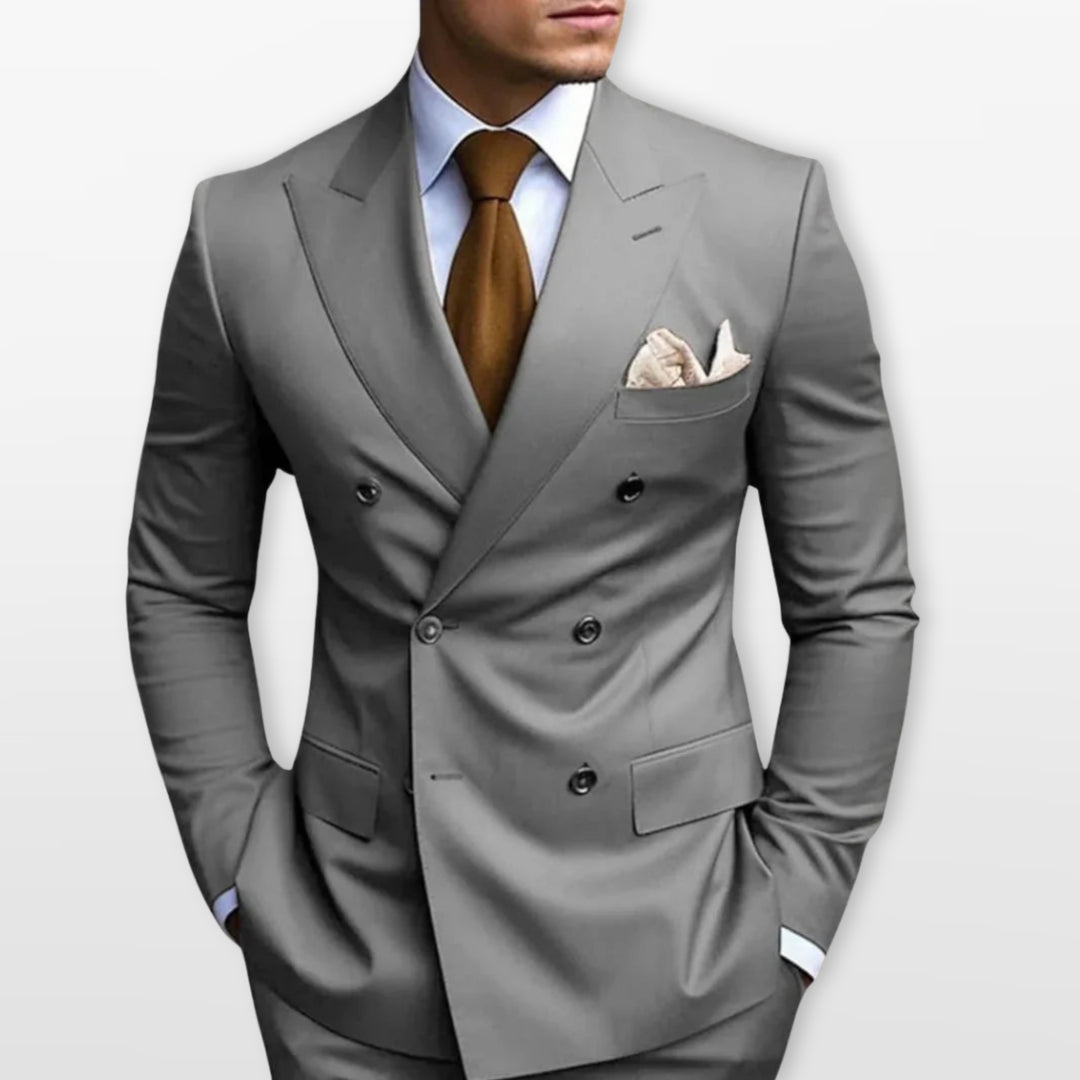 Costume Croisé Ajusté Élégant Homme