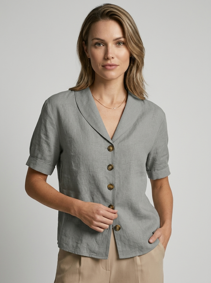 Blouse Fluide Manches Courtes Femme