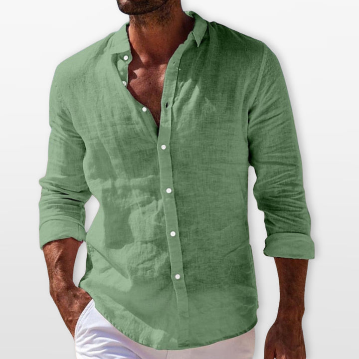 Chemise Lin Légère Boutonnée Homme