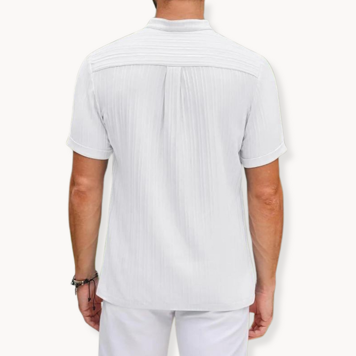 T-Shirt Côtelé Col Boutonné Homme