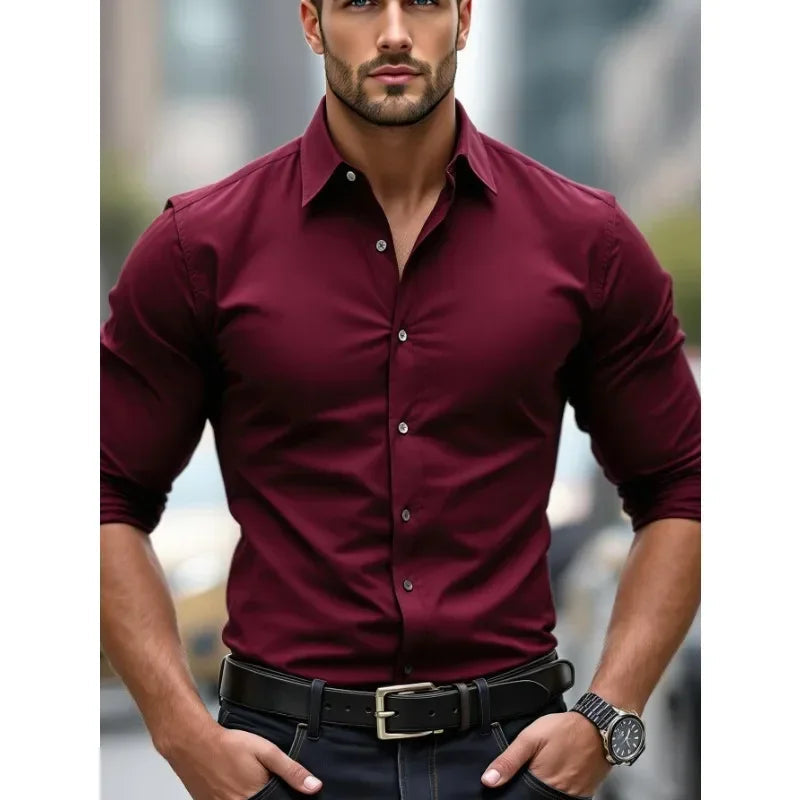 Chemise Coupe Ajustée Style Élégant Homme