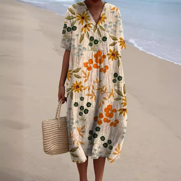 Robe Midi Fleurie Colorée Femme
