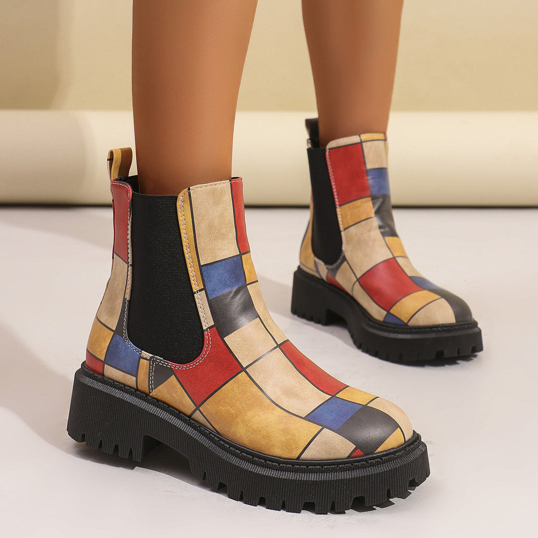 Bottines Chelsea Patchwork Femme