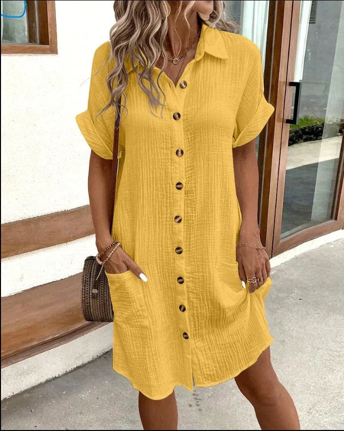 Robe Casual À Poches Femme
