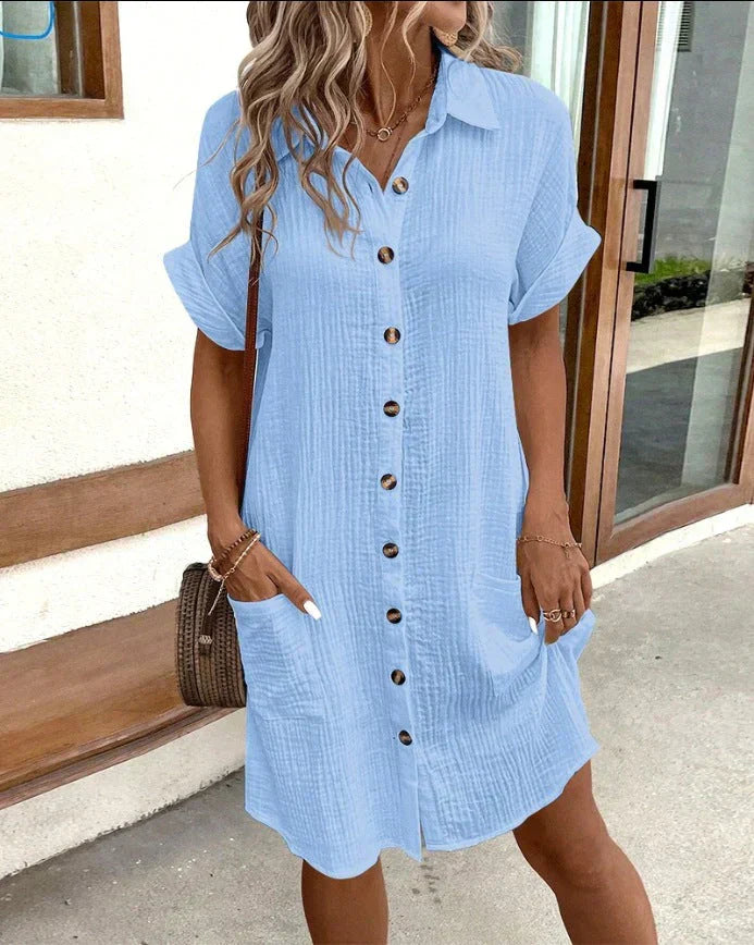 Robe Casual À Poches Femme