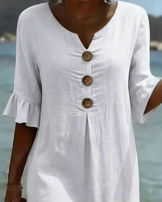 Robe Midi Fluide Boutonnée Femme