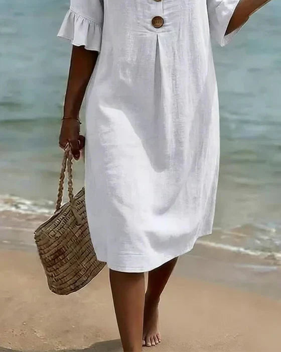 Robe Midi Fluide Boutonnée Femme