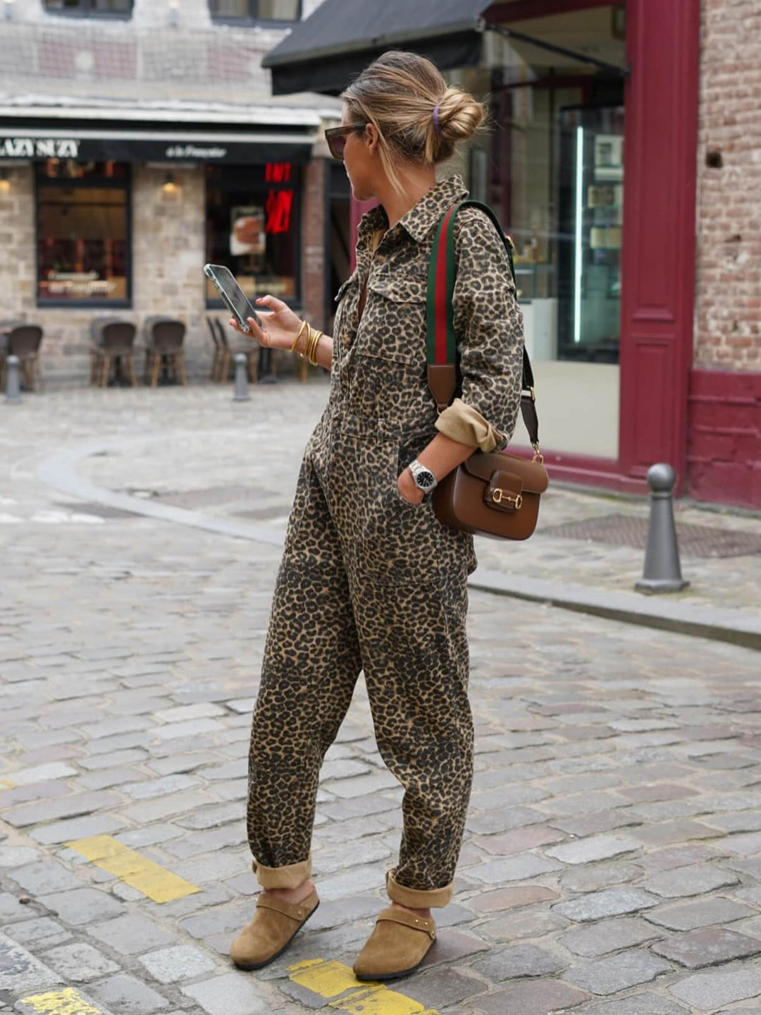 Women's Leopard Print Utility Jumpsuit