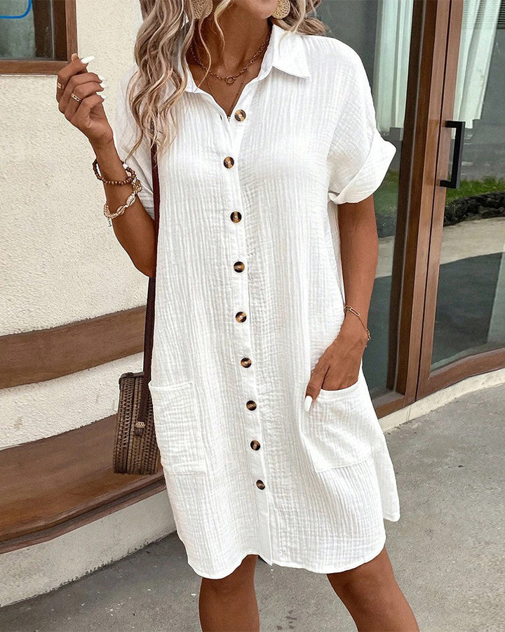 Robe Chemise Boutonnée Décontractée Femme