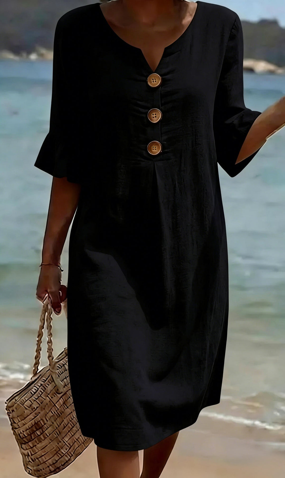 Robe Midi Fluide Boutonnée Femme