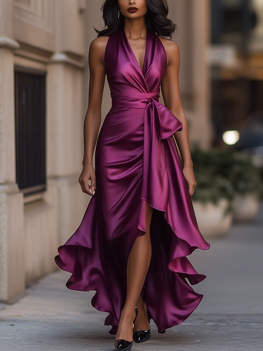 Robe Maxi Cache-Cœur Élégante Femme